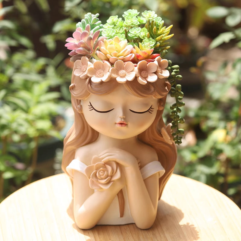resin succulent planter Fairy Girl Resin Succulent Planter
