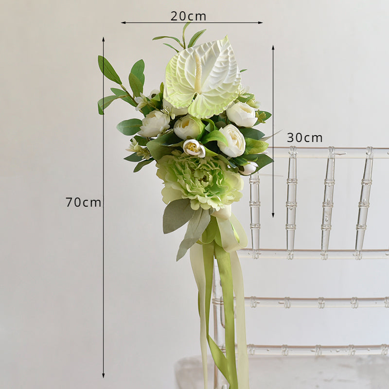 Décoration de chaise en fleurs artificielles pour mariages