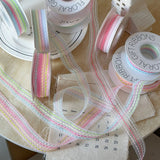 Load image into Gallery viewer, Pastel Embroidered Sheer Ribbon (2.5cmx8Yd)