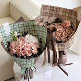 Load image into Gallery viewer, Vintage Plaid Kraft Floral Wrap Paper Pack 20 (15" x 20")