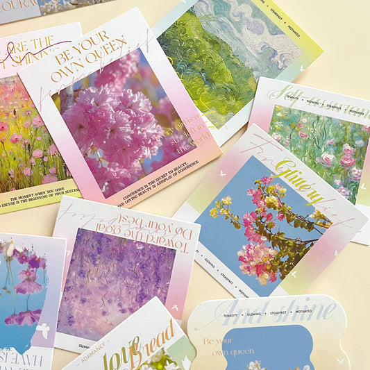 Spring-themed Flower Bouquet Greeting Card Set
