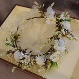 Load image into Gallery viewer, Daisy Floral Wreath Bridal Headpiece