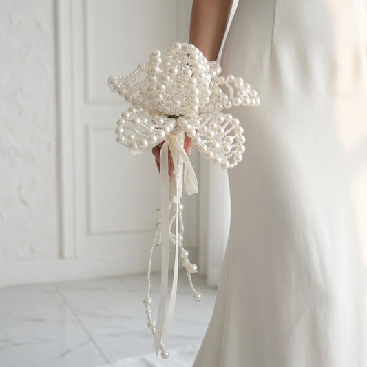Handcrafted Pearl Flower Bridal Bouquet