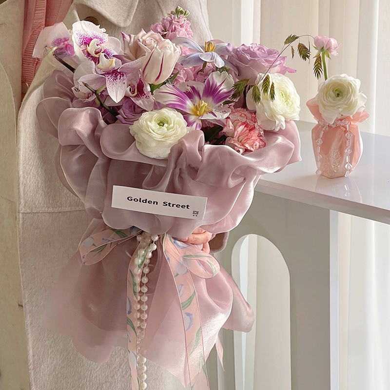 Beige Pearl Beaded Ribbon