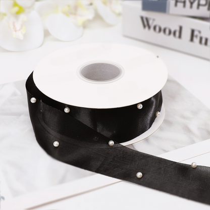Pearl-Adorned Bouquet Wrap Ribbon (4cmx10Yd)
