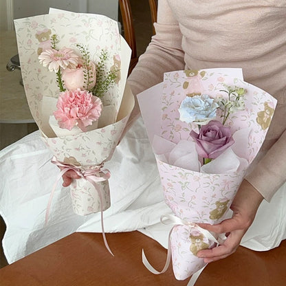 Bear Floral Bouquet Wrap Paper Pack 20 (15" x 20")