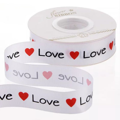 LOVE Heart Print Valentine’s Day Ribbon (2.5cmx25Yd)