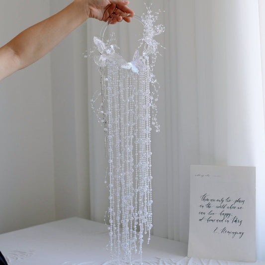 Crystal Beading Waterfall Hoop Wedding Bouquet