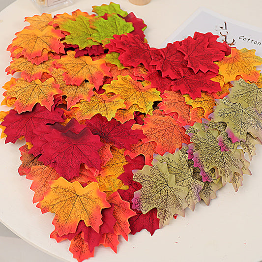 100PCS Artificial Maple Leaves Autumn Decor