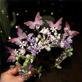 Load image into Gallery viewer, Handmade Flower Butterfly Wreath Headband