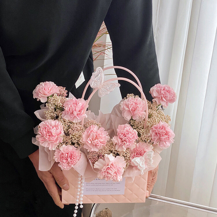 10 sacs à fleurs rectangulaires gaufrés diamant