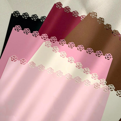 Laser-Cut Rose Edge Flower Wrap Paper Pack 24 (15" x 20")