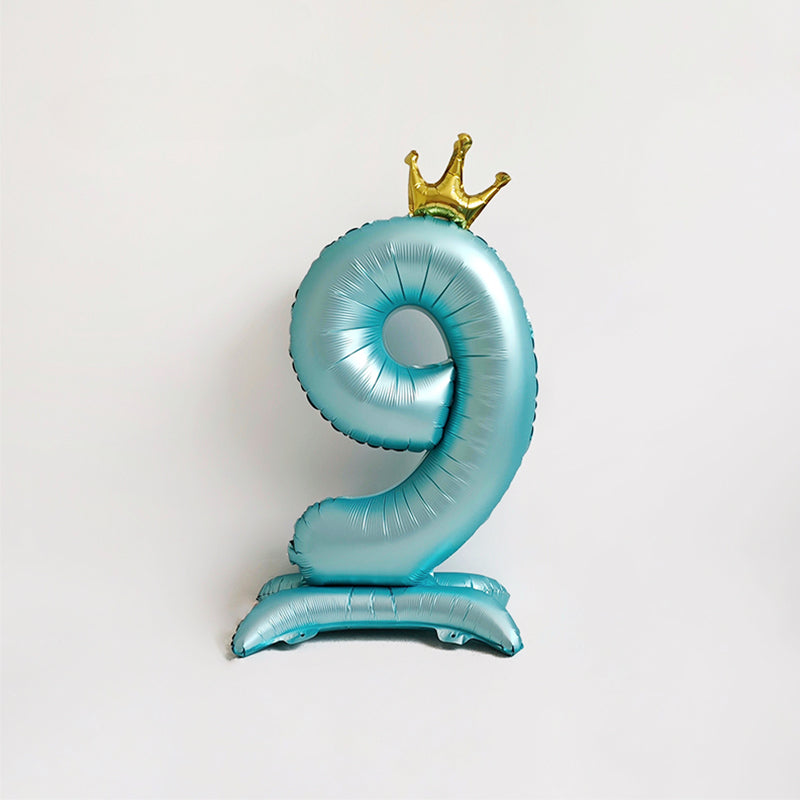 40 Inch Blue Standing Number Balloons with Crown