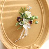 Load image into Gallery viewer, Green Orchid Cascading Boutonniere for Groom