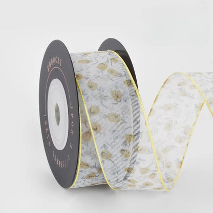 Tulip Printed Sheer Ribbon (2.5cmx10Yd)