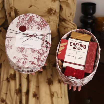 Vintage Floral Print Oval Gift Box