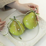 Load image into Gallery viewer, Realistic Artificial Pear Decor with Pearls &amp; Ribbon