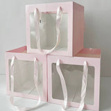 Load image into Gallery viewer, 5pcs Pink Square Window Bouquet Packaging Bag