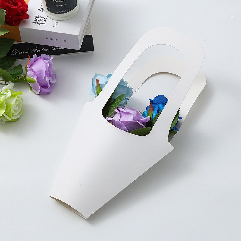 Solid-Color Kraft Paper Flower Bouquet Bags Pack 10
