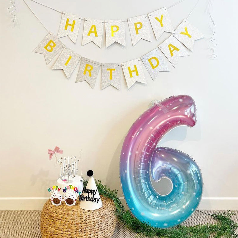 40 Inch Gradient Starry Number Balloon