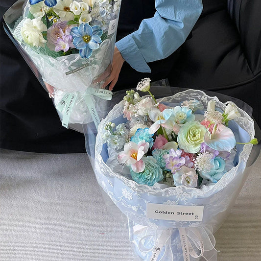 Bouquet Wrapping Floral Embroidered Lace Fabric (100x135cm)
