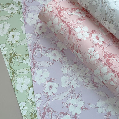 Lot de 20 feuilles de papier d'emballage pour bouquet motif cerisiers en fleurs (35,5 cm x 50,8 cm)