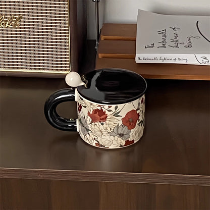 Vintage Floral Print Ceramic Coffee Mug