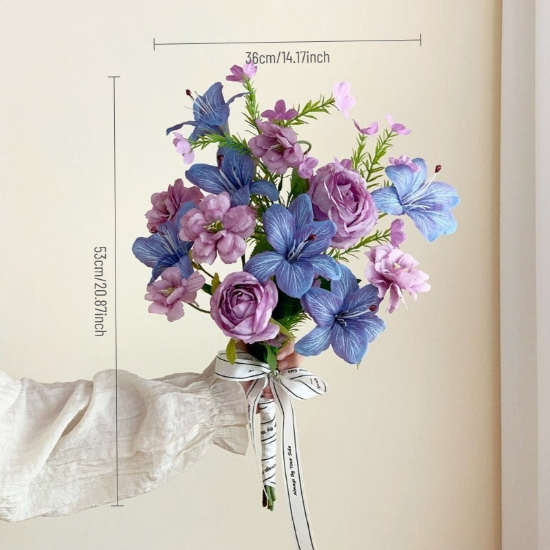Blue Purple Bridesmaid Wildflower Bouquet