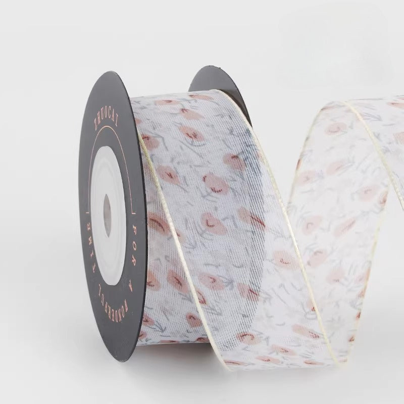 Tulip Printed Sheer Ribbon (2.5cmx10Yd)