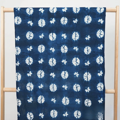Indigo Blue Tie-Dye Cotton Fabric Drape