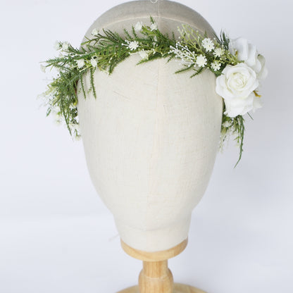 Rustic White Flower Bridal Headpiece