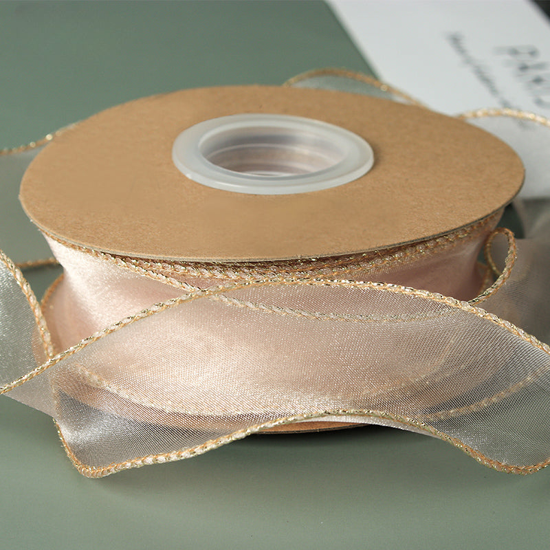 Curling Gold Edge Organza Ribbon (40mmx10Yd)