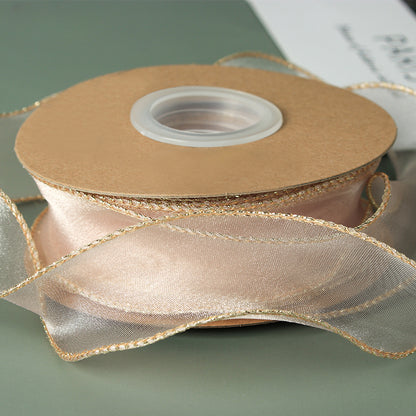 Curling Gold Edge Organza Ribbon (40mmx10Yd)