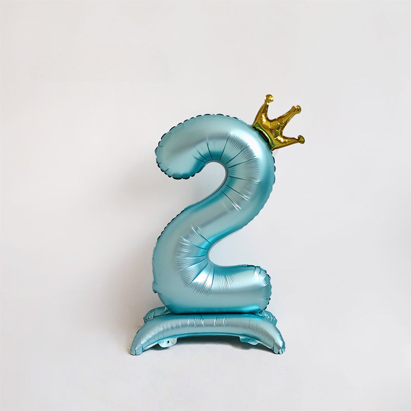 40 Inch Blue Standing Number Balloons with Crown