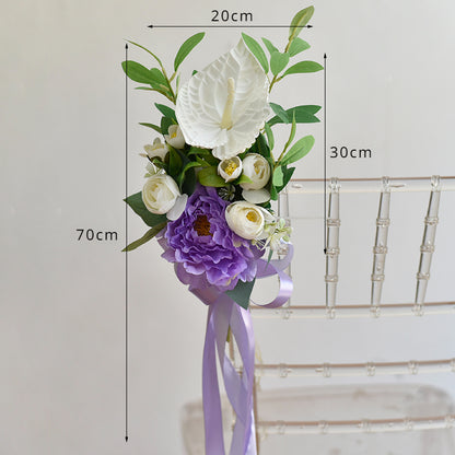 Décoration de chaise en fleurs artificielles pour mariages