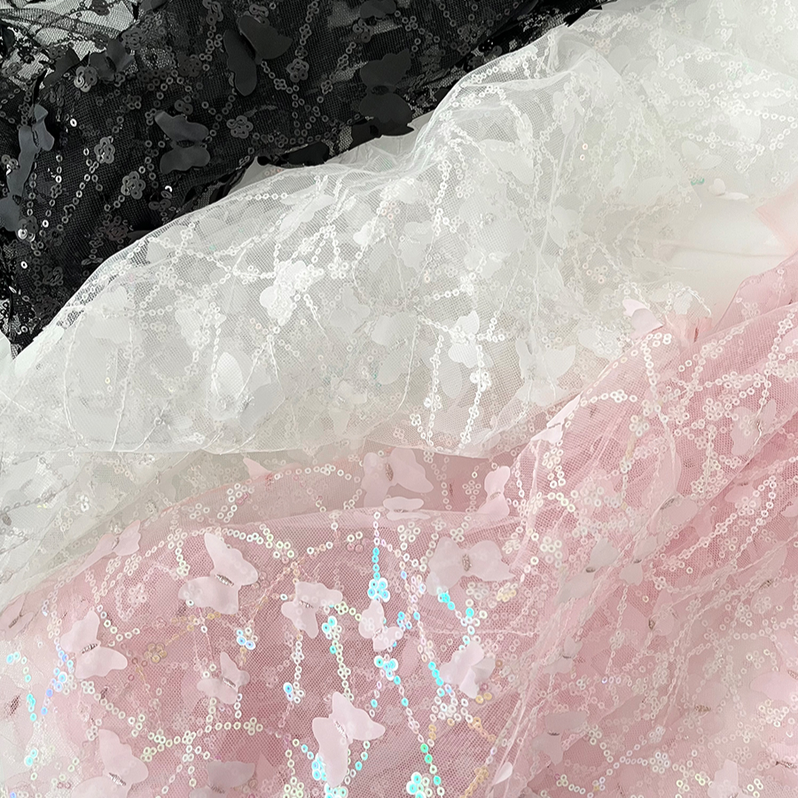Sequined Butterfly Bouquet Tulle Wrap (130x50cm)