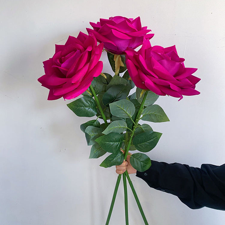 35" Giant Velvet Artificial Rose Stem