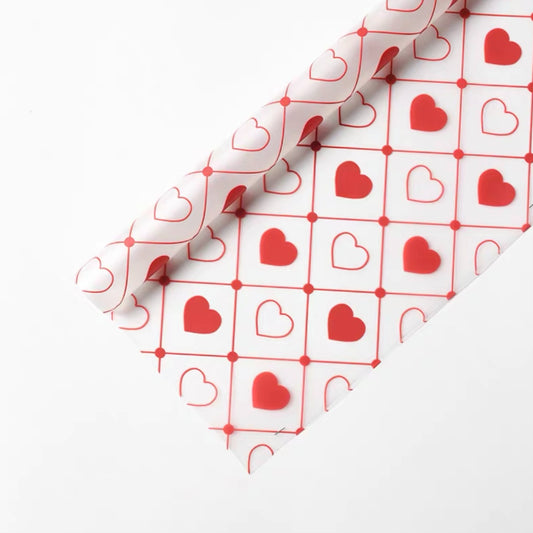 20pcs Heart Print Frosted Cellophane Wrap (58x58cm)