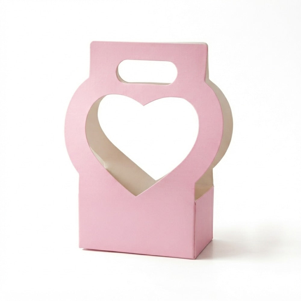Heart Cutout Floral Gift Box with Handle Pack 5