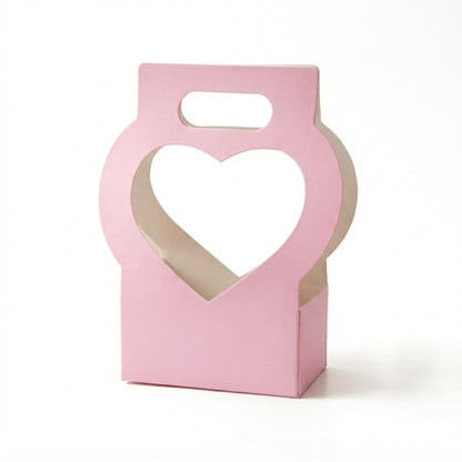 Heart Cutout Floral Gift Box with Handle Pack 5