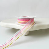 Load image into Gallery viewer, Pastel Embroidered Sheer Ribbon (2.5cmx8Yd)