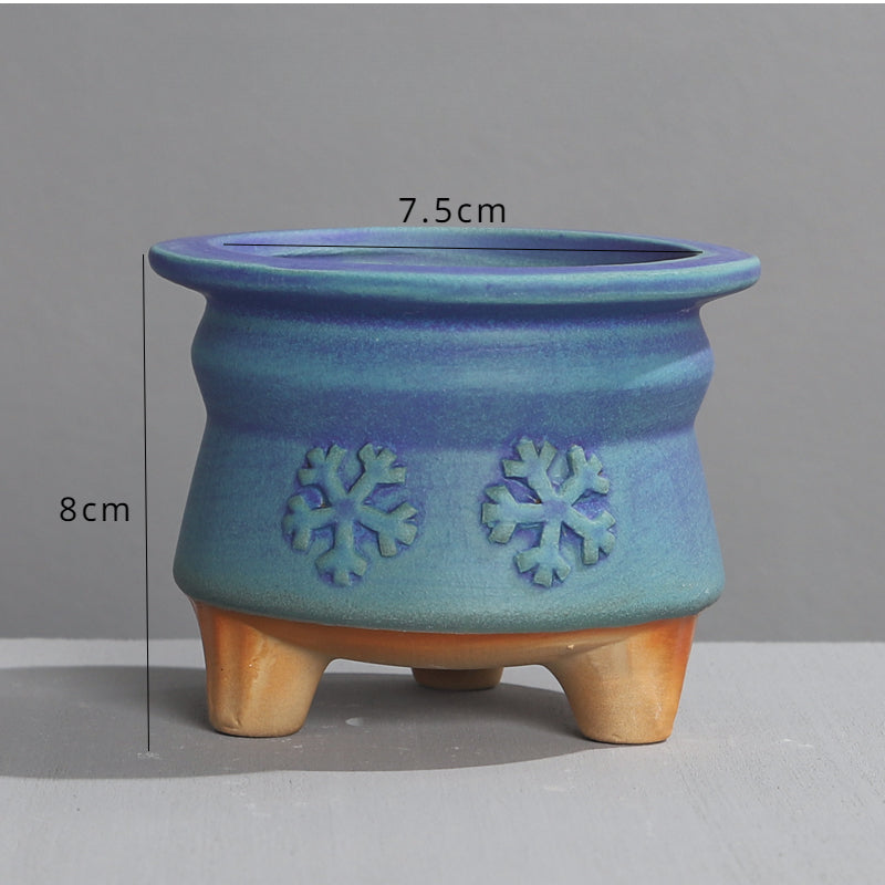 mini ceramic pots for succulents Mini Blue Ceramic Pot for Succulents – Floral Supplies Store