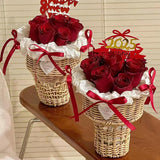 Load image into Gallery viewer, Cup-shaped Rattan Woven Basket for Floral Arrangements