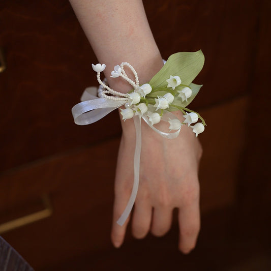 Lily of the Valley Boutonniere Wrist Corsage Set