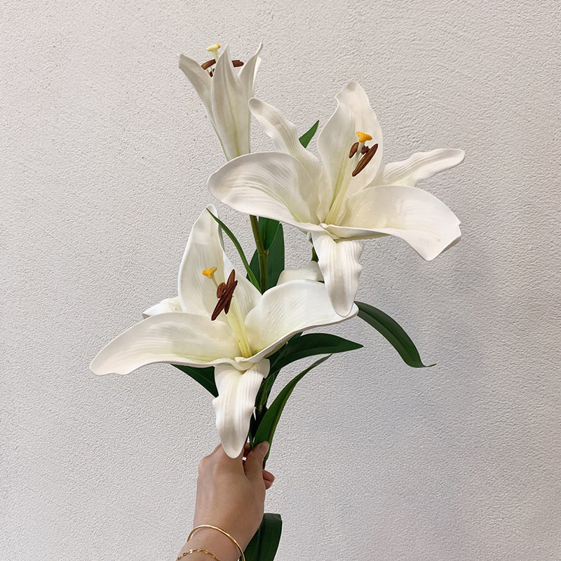 tiger lily flower arrangements 3-Head Artificial Tiger Lily Flowers (85cmH) – Floral Supplies Store