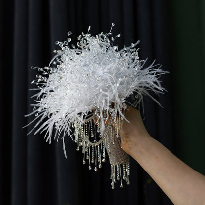 Luxury Artifical Crystal Feather Wedding Bouquet