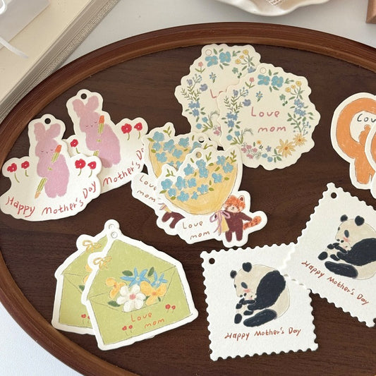 50 étiquettes cadeaux mignonnes motifs animaux et fleurs pour la fête des Mères