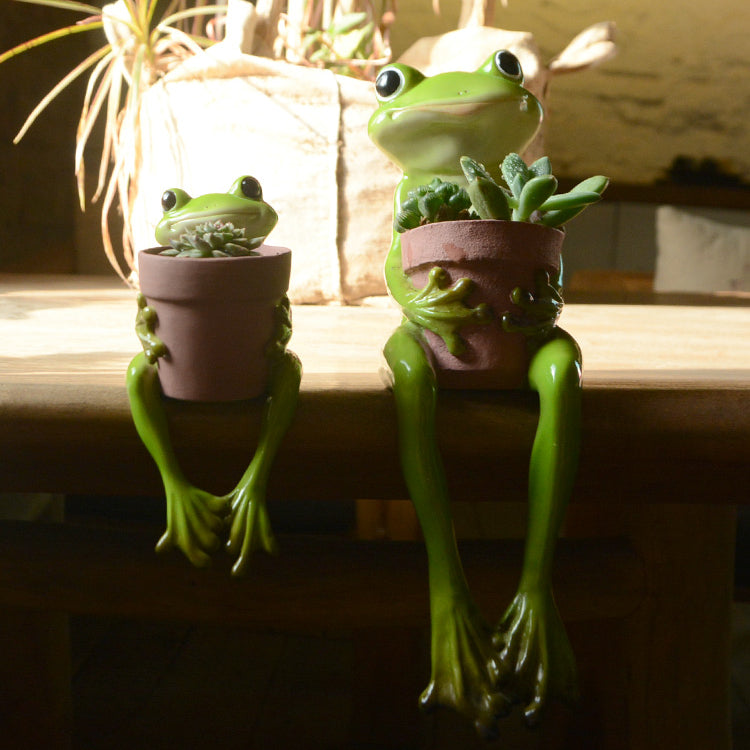 plastic frog planter Adorable Frog-Themed Resin Succulent Planter – Floral Supplies Store