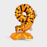 Load image into Gallery viewer, 23&quot; Standing Animal Number Foil Balloons