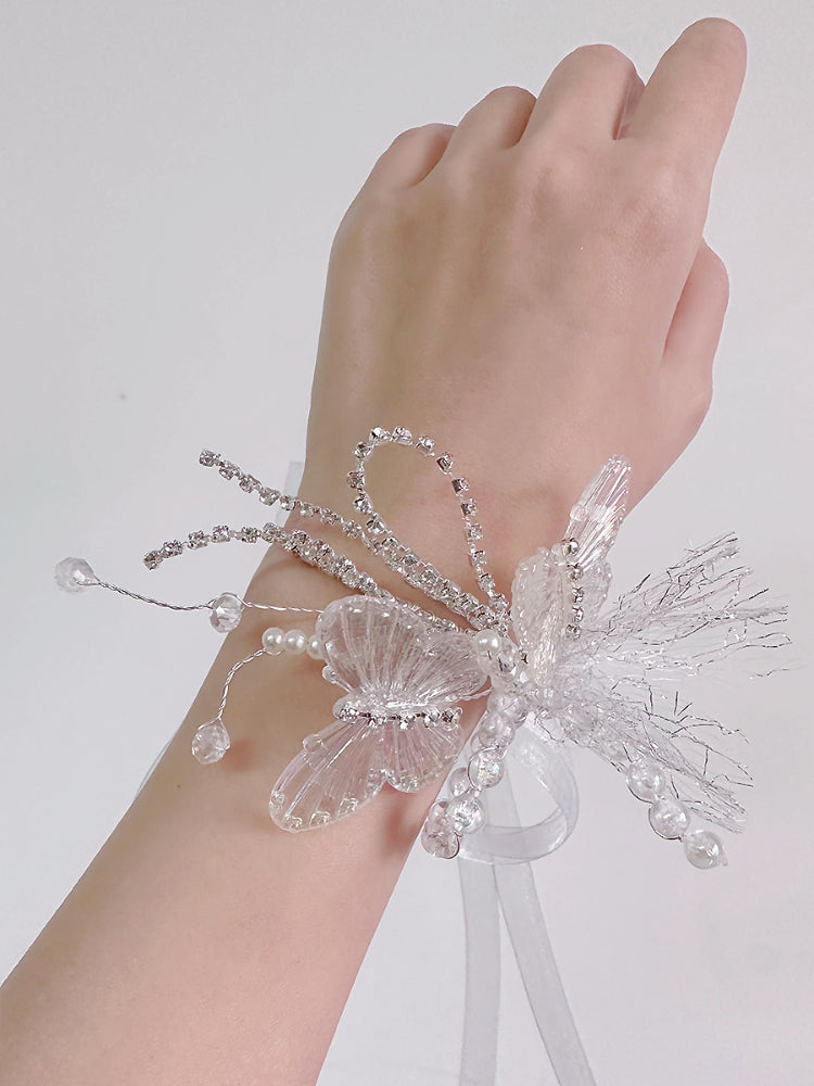 Crystal Butterfly Wedding Wrist Corsage